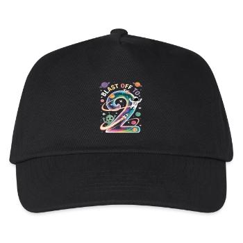 Departure into space 2nd birthday children's birthday party - Kids’ Baseball Cap - black - Front