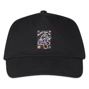 Departure into space 4th birthday children's birthday party - Kids’ Baseball Cap - black - Front