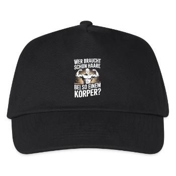 Glatze Wer Braucht Schon Haare Halbglatze Glatzen - Kinder Basecap - Schwarz - Vorne