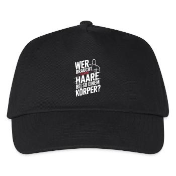 Glatze Wer Braucht Schon Haare Halbglatze Glatzen - Kinder Basecap - Schwarz - Vorne