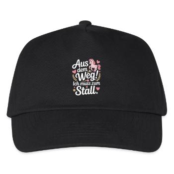 Reiten Aus Dem Weg Zum Stall Pferdemädchen Pferde - Kinder Basecap - Schwarz - Vorne