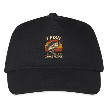 I Fish So I Don't Choke People Angler Spruch Angel - Kinder Basecap - Schwarz - Vorne