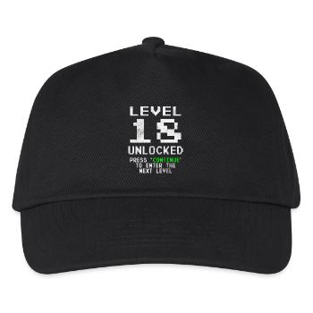 Level 18 Unlocked - Kids’ Baseball Cap - black - Front