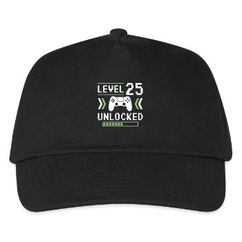 25th Birthday Level 25 unlocked - Kids’ Baseball Cap - black - Front