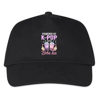 Powered By K Pop And Boba Tea - Kinder Basecap - Schwarz - Vorne