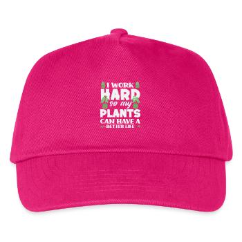 Work Hard Plant Lover Gerdener Gardening - Kinder Basecap - Fuchsia - Vorne