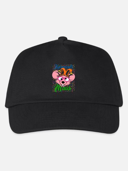 Karnevals Maus | Big Face Kostüm Verkleidung - Kinder Basecap - Schwarz