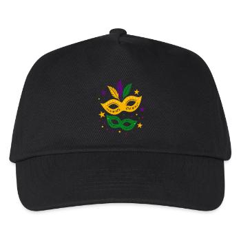Karneval Masken mit Sternen & bunten Federn - Kinder Basecap - Schwarz - Vorne