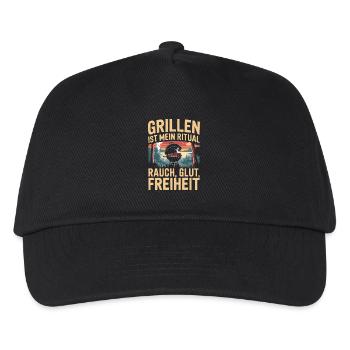 Grilling is my ritual smoke embers freedom BBQ - Kids’ Baseball Cap - black - Front