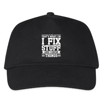 Das ist es, was ich tue, ich repariere Dinge und ich weiß Dinge - Kinder Basecap - Schwarz - Vorne