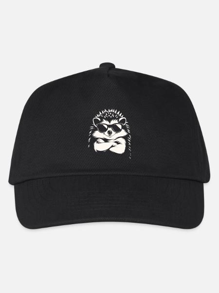 Cooler Igel mit Sonnenbrille | Lustiges Tier Motiv - Kinder Basecap - Schwarz