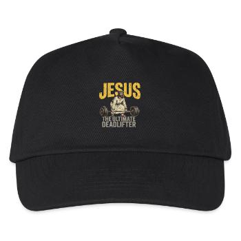Jesus The Ultimate Deadlifter – Retro Fitness - Kinder Basecap - Schwarz - Vorne