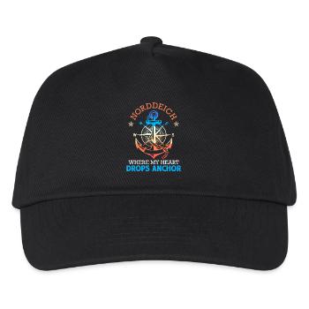 Mer du Nord DIGUE NORD OÙ MON CŒUR JETTE L’ANCRE Drôle - Casquette de baseball Enfant - noir - Devant