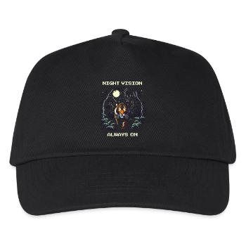 Nachtsicht immer an | Tiger Nacht Wildlife - Kinder Basecap - Schwarz - Vorne