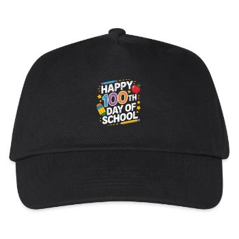 100th Day of School Neon Design - Kids’ Baseball Cap - black - Front