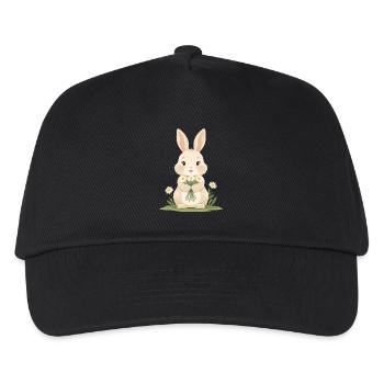 Zartes Häschen mit Gänseblümchen - Kinder Basecap - Schwarz - Vorne