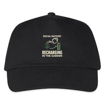 Social Battery Recharging Garden Humor - Kids’ Baseball Cap - black - Front