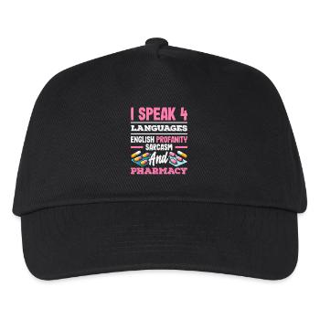 Sprich 4 Sprachen Lustiger Apotheker - Kinder Basecap - Schwarz - Vorne