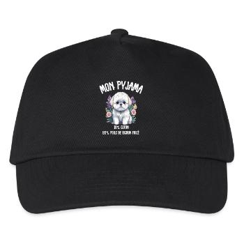 Lustiger Hund Bichon-Schlafanzug - Kinder Basecap - Schwarz - Vorne