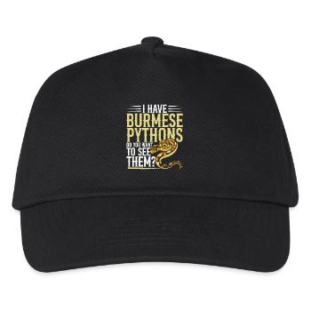 Burmesische Python HDE Schlangen-Stofftier-Reptil - Kinder Basecap - Schwarz - Vorne