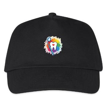 Colorful tooth with heart and dental mirror - Kids’ Baseball Cap - black - Front
