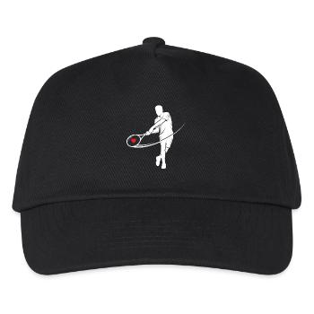 Tennis Silhouette Herz im Schläger Motiv - Kinder Basecap - Schwarz - Vorne
