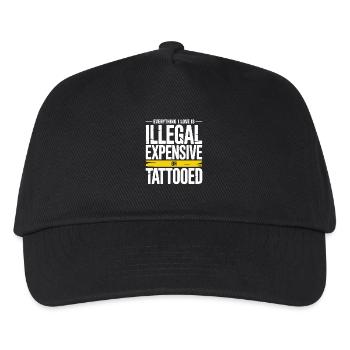 Everything I Love Is Tattooed Tätowiert Tattoo - Kinder Basecap - Schwarz - Vorne