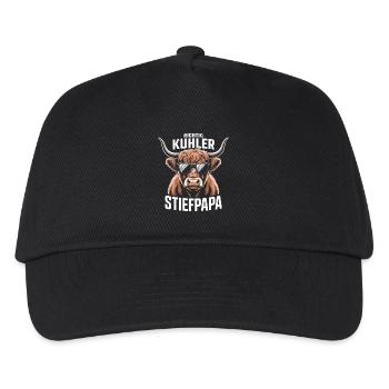 Richtig Kuhler Stiefpapa - Lustiger Kuh Wortwitz - Kinder Basecap - Schwarz - Vorne
