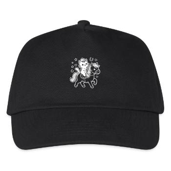 Kawaii Katze auf Pferd - Kinder Basecap - Schwarz - Vorne