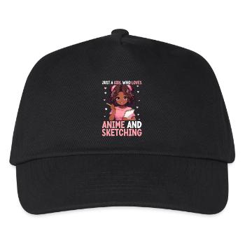 Just a girl who loves anime and draws afro - Kids’ Baseball Cap - black - Front