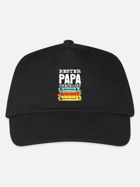 Angler Papa - Bester Papa Checklist - Kinder Basecap - Schwarz