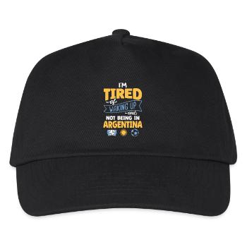 Tired Waking Up Argentina Soccer Fan Humor Art - Kids’ Baseball Cap - black - Front