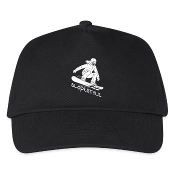 Slopestyle Snowboard Action Geschenk - Kinder Basecap - Schwarz - Vorne