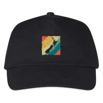 New Zealand Land Map Retro Logo Vintage NZ - Kids’ Baseball Cap - black - Front