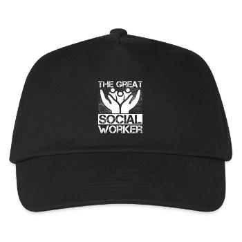 Social Worker Quote The Great Social Work - Kinder Basecap - Schwarz - Vorne