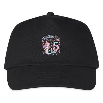 Mermaid 5th Birthday 5 Years - Kids’ Baseball Cap - black - Front
