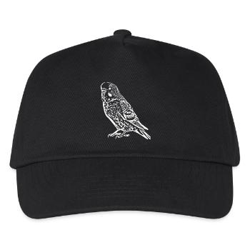 Wellensittich Vogel weiß - Kinder Basecap - Schwarz - Vorne