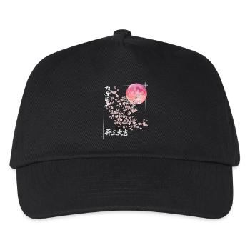 Sakura Mond mit Kirschblüten Glückssymbol - Kinder Basecap - Schwarz - Vorne