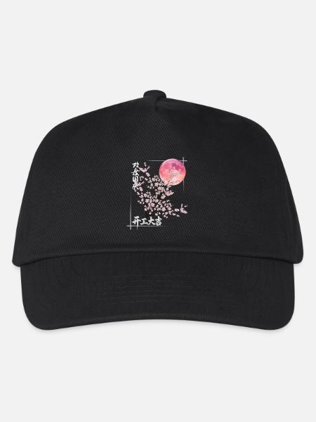 Sakura Mond mit Kirschblüten Glückssymbol - Kinder Basecap - Schwarz