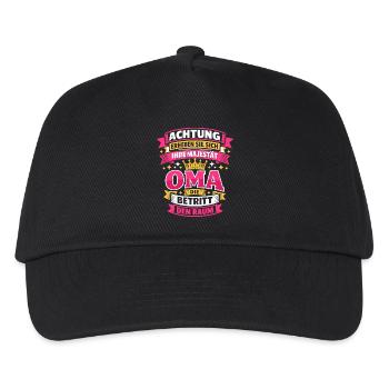 Achtung Hier Betritt Die Oma Den Raum - Kinder Basecap - Schwarz - Vorne