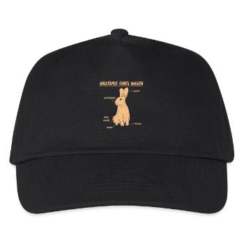 Hase Anatomie kawaii Beschreibung eines Hasen - Kinder Basecap - Schwarz - Vorne