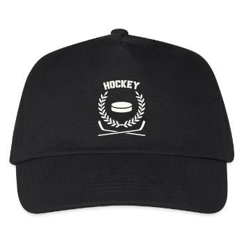 Hockey Emblem mit Scheibe und Lorbeer - Kinder Basecap - Schwarz - Vorne