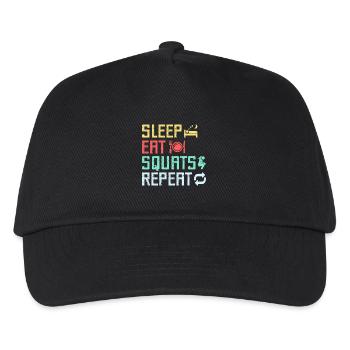 Fitness Fanatics Sleep Eat Squats Repeat - Kinder Basecap - Schwarz - Vorne