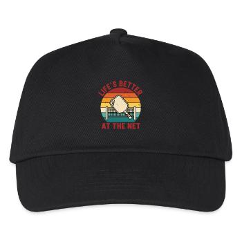 Pickleball Life's Better At The Net Funny Player - Kids’ Baseball Cap - black - Front