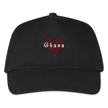 Ich liebe Ghana, Herz Ghana - Kinder Basecap - Schwarz - Vorne