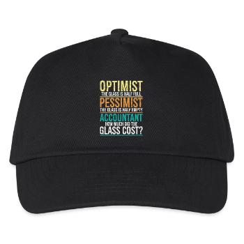 optimiste Le verre est à moitié plein pessimiste - Casquette de baseball Enfant - noir - Devant