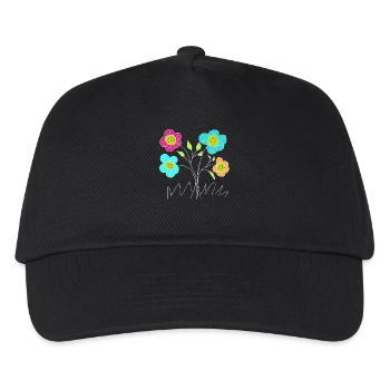 Fröhliche Blumen Blume Garten Flora - Kinder Basecap - Schwarz - Vorne