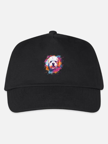 Bichon Fris Bunte Hundesplash-Kunst - Kinder Basecap - Schwarz