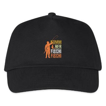 Komm her Fischi Fischi - Angler - Angeln - Kinder Basecap - Schwarz - Vorne