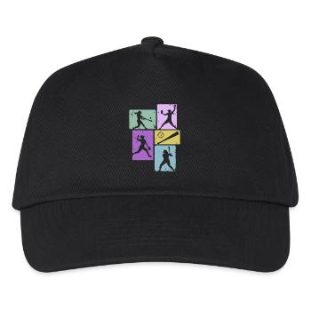 Baseball Mädchen Frauen Softball Spieler - Kinder Basecap - Schwarz - Vorne